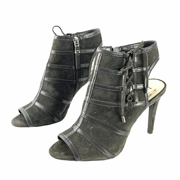 LAUREN RALPH LAUREN Mimi Gray Suede Open Toe Bootie - Picture 6 of 12